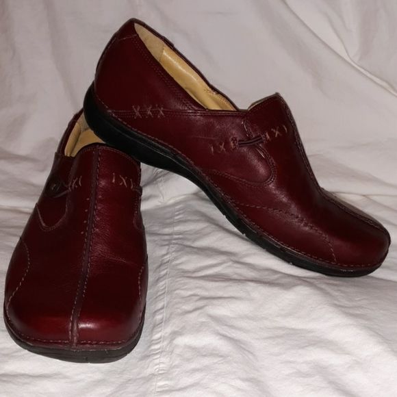 Clarks Unstructured Loop Burgundy Leather Shoes‎ - Picture 2 of 7